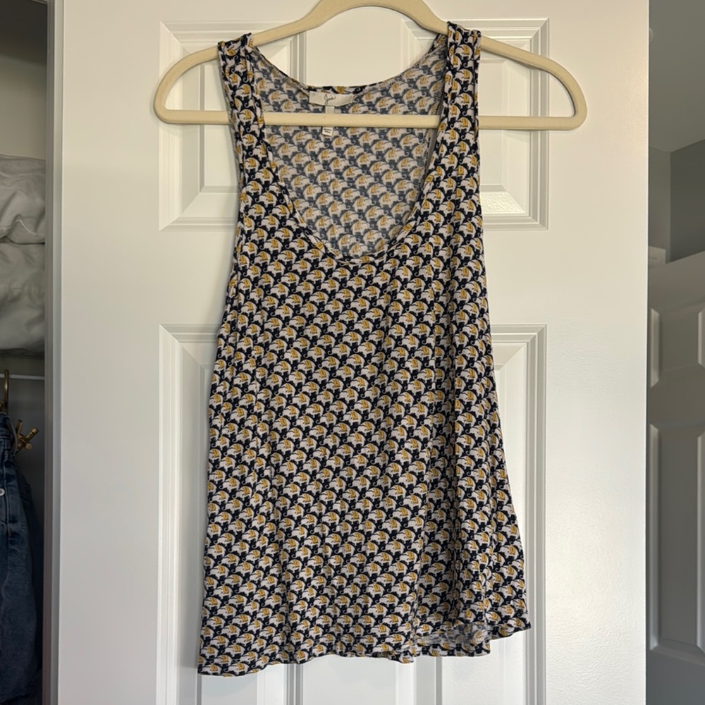 Joie Black and Cream Patterned Tank Top